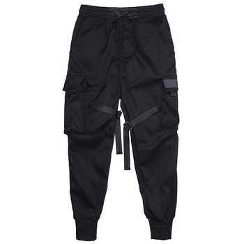 Ανδρικές κορδέλες Color Block Μαύρο παντελόνι Cargo Pocket Harem Joggers Harajuku Sweatpant Hip Hop Παντελόνι