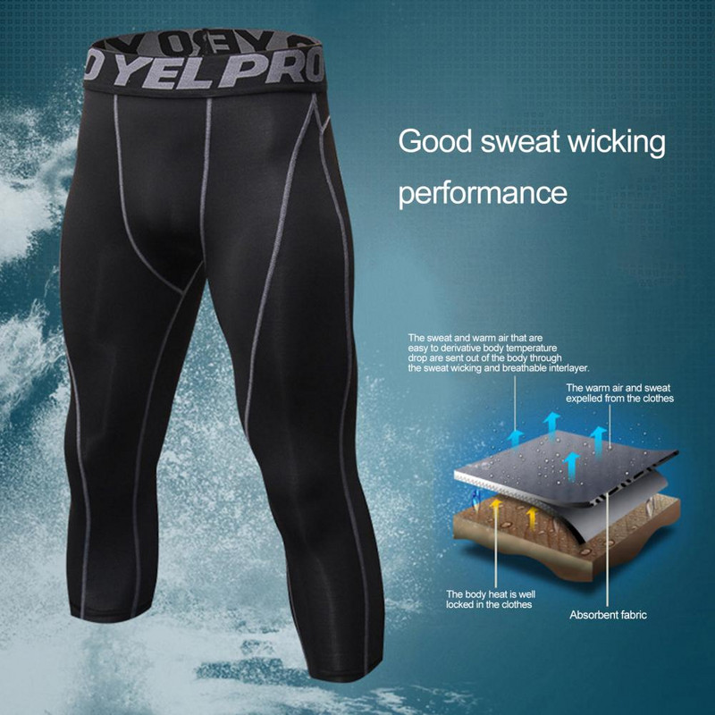 Férfi melegítőnadrágok Nagy rugalmasság Gyorsan száradó sportnadrágok Ergonómia Izzadságelnyelő Gym Légáteresztő lábszárközépig érő férfi nadrágok