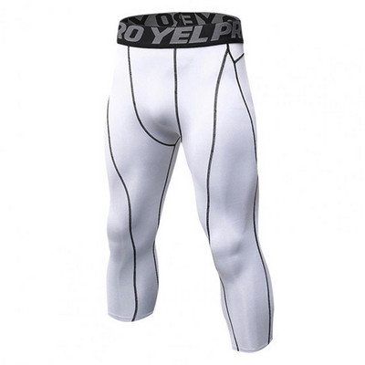 Meeste dressipüksid suure elastsusega Kiiresti kuivavad ergonoomika higineelduv polüester Fitness sääre keskosa pikkusega püksid.