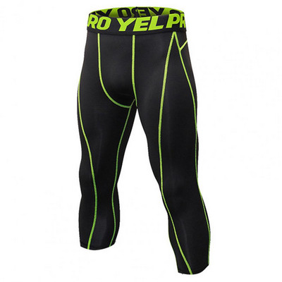 Meeste dressipüksid suure elastsusega Kiiresti kuivavad ergonoomika higineelduv polüester Fitness sääre keskosa pikkusega püksid.