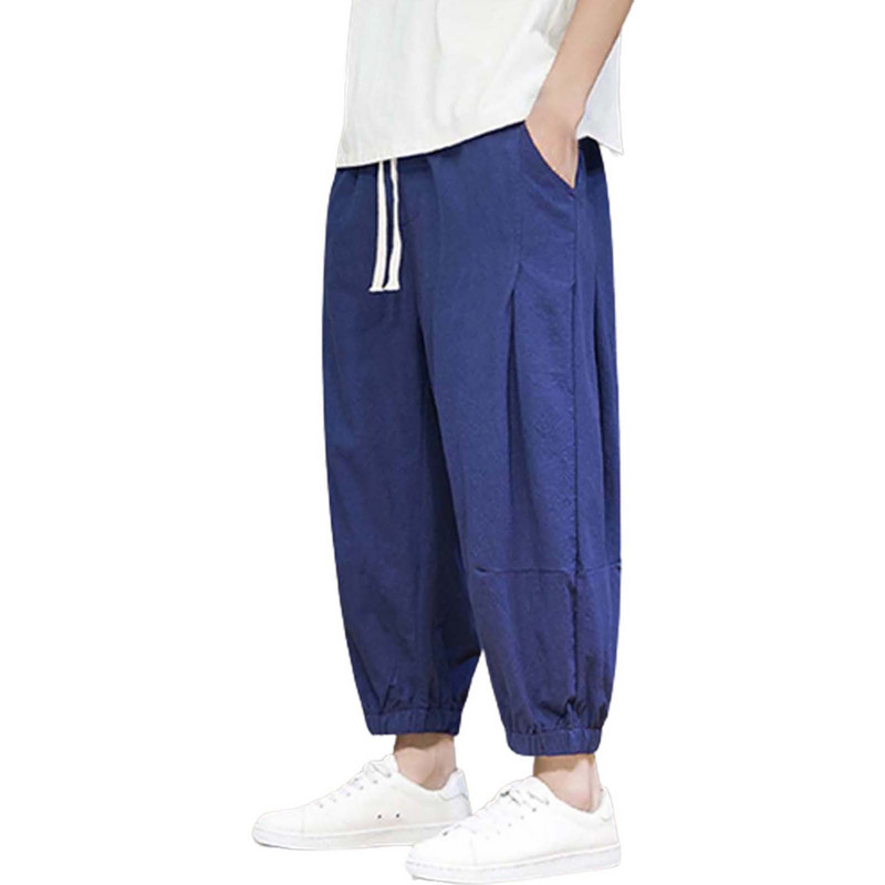 Vīriešu brīvas taisnas kokvilnas Bloomers vasaras ikdienas bikses Vīriešu elpojošas bikses zēnu āra ķermeņa centrālās bikses