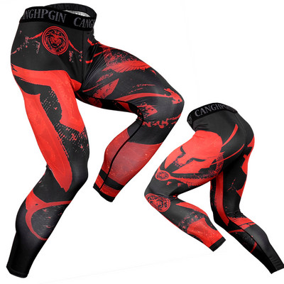 Pantaloni sport pentru bărbați Pantaloni noi pentru bărbați cu imprimare 3D Pantaloni de compresie pentru bărbați Pantaloni strâmți Fitness Baschet Colanți pentru alergare Skinny Gym