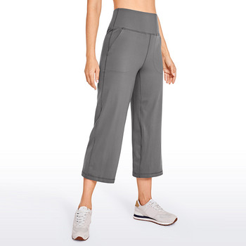 CRZ YOGA Дамски широки спортни панталони Capri с джобове с висока талия - мек вътрешен шев с усещане за голо усещане: 23 инча