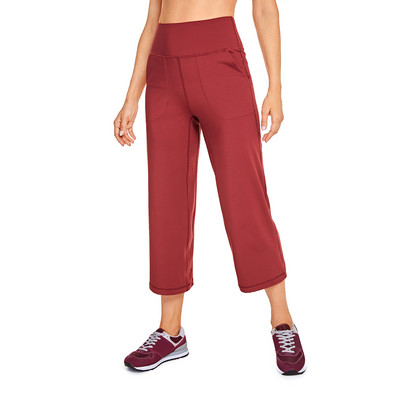 CRZ YOGA női Capri rugalmas, széles szárú, zsebekkel rendelkező, magas derekú nappali nadrág - meztelen érzés, puha belső szár: 23 hüvelyk