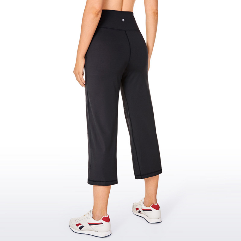 CRZ YOGA női Capri rugalmas, széles szárú, zsebekkel rendelkező, magas derekú nappali nadrág - meztelen érzés, puha belső szár: 23 hüvelyk