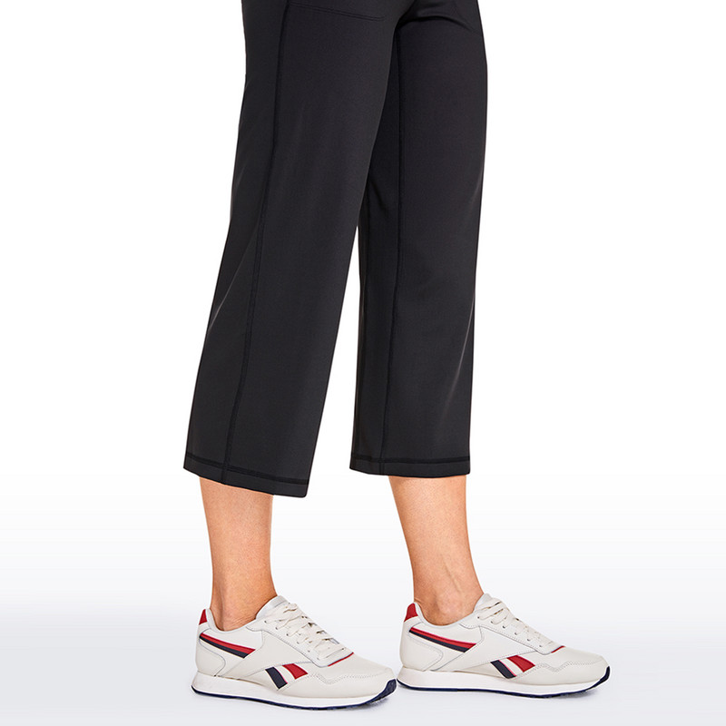 CRZ YOGA női Capri rugalmas, széles szárú, zsebekkel rendelkező, magas derekú nappali nadrág - meztelen érzés, puha belső szár: 23 hüvelyk