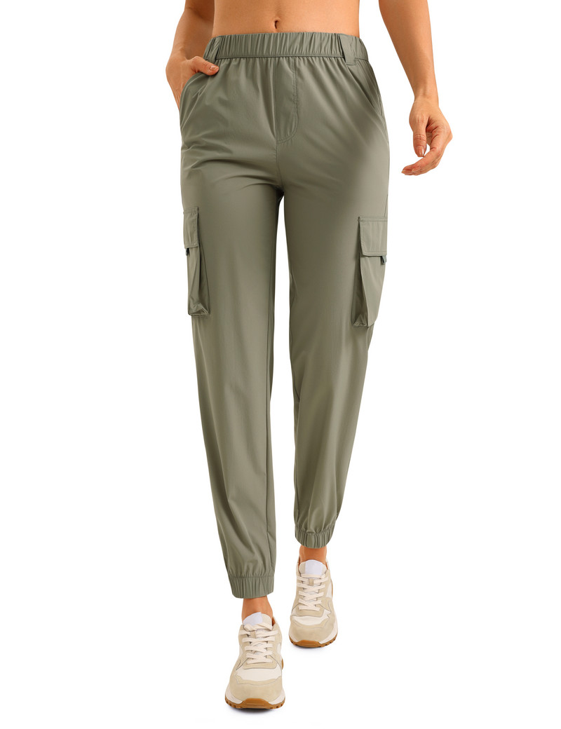 SYROKAN sieviešu ceļojumu kravas skrubis ar kabatām Ātri nožūst pārgājienu atpūtas bikses ar augstu vidukli