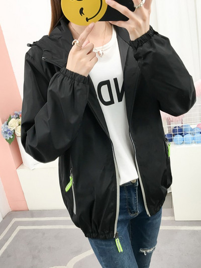 „Hoip Jeeky“ pavasario rudens sportinė striukė su gobtuvu, moteriška negabaritinė striukė, bėgimo paltai, pora, atspari vėjui, vandeniui atspari mada, visų rungtynių tendencija