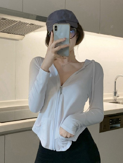 „Hoip Jeeky“ amerikietiška senovinė sportinė striukė, moteriška lieknėja, plona, greitai džiūstanti, kvėpuojanti viršutinė moteriška jogos paltai su gobtuvu 2022 m. vasara