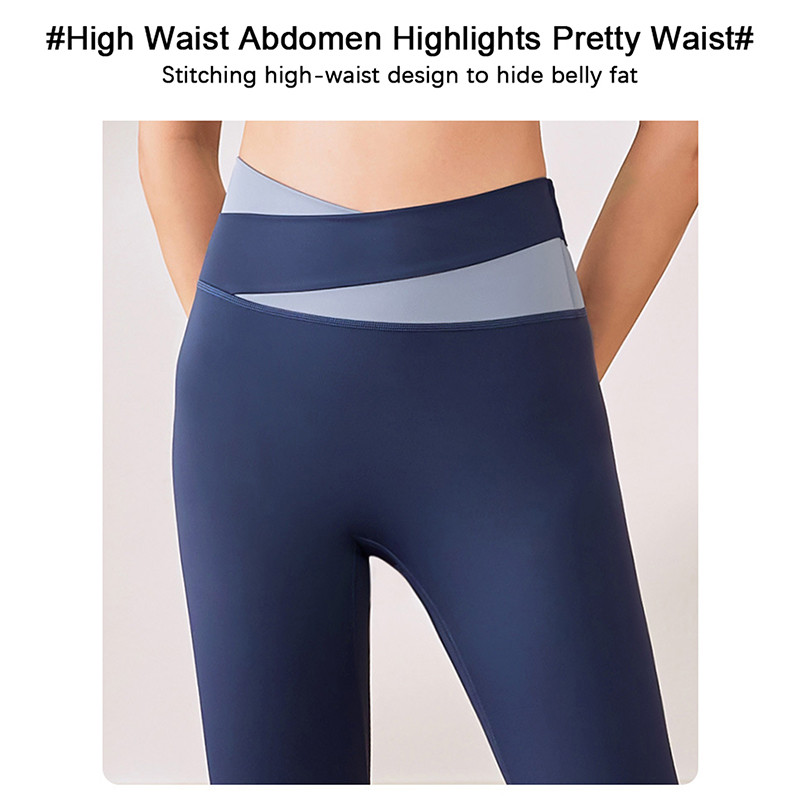 Aukšto juosmens klubus pakeliančios jogos kelnės Moteriškos kūno rengybos blauzdinės treniruotės Bėgimo pėdkelnės Greitai džiūstančios sportinės kelnės Elastinės pilvo kelnės