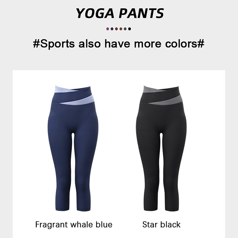 Aukšto juosmens klubus pakeliančios jogos kelnės Moteriškos kūno rengybos blauzdinės treniruotės Bėgimo pėdkelnės Greitai džiūstančios sportinės kelnės Elastinės pilvo kelnės
