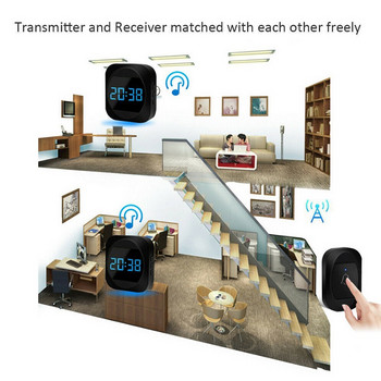 Водоустойчив безжичен часовник за звънец Plug and play AC 110-240V Дистанционен водоустойчив звънец за дома Хотел Вила Болница