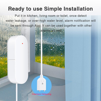 Tuya WiFi Сензор за изтичане на вода Интелигентен дом Детектор за изтичане на вода Предупреждение за наводнение Препълване Защита на сигурността чрез Smart Life