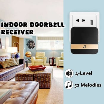 Ασύρματο Wifi 433 MHz Έξυπνο βίντεο Doorbell Chime Music Receiver Ασφάλεια σπιτιού Εσωτερική ενδοεπικοινωνία Δέκτης κουδουνιού πόρτας 10-110dB