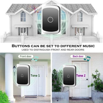 Водоустойчив безжичен звънец EU Plug Smart Remote control Door Bell Jingle Rings с батерия AC 100V-240V