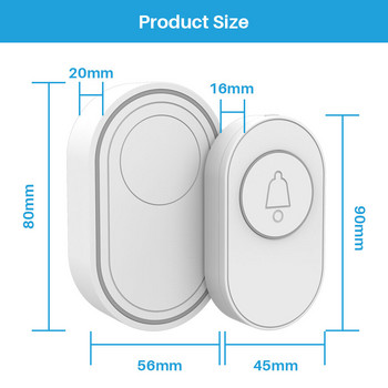 RF433 Έξυπνο ασύρματο κουδούνι πόρτας IP65 αδιάβροχο 85dBA 150M Έξυπνος συναγερμός ασφαλείας σπιτιού Καλώς ορίσατε Κουδούνι πόρτας Chime EU UK US Plug