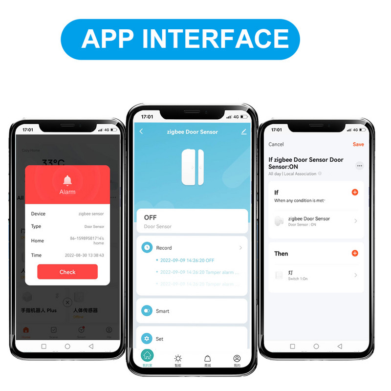 Tuya WiFi/Zigbee Senzor de fereastră ușă Detector de ușă de garaj compatibil cu Alexa Google Home Smar tLife APP LOGO personalizat gratuit