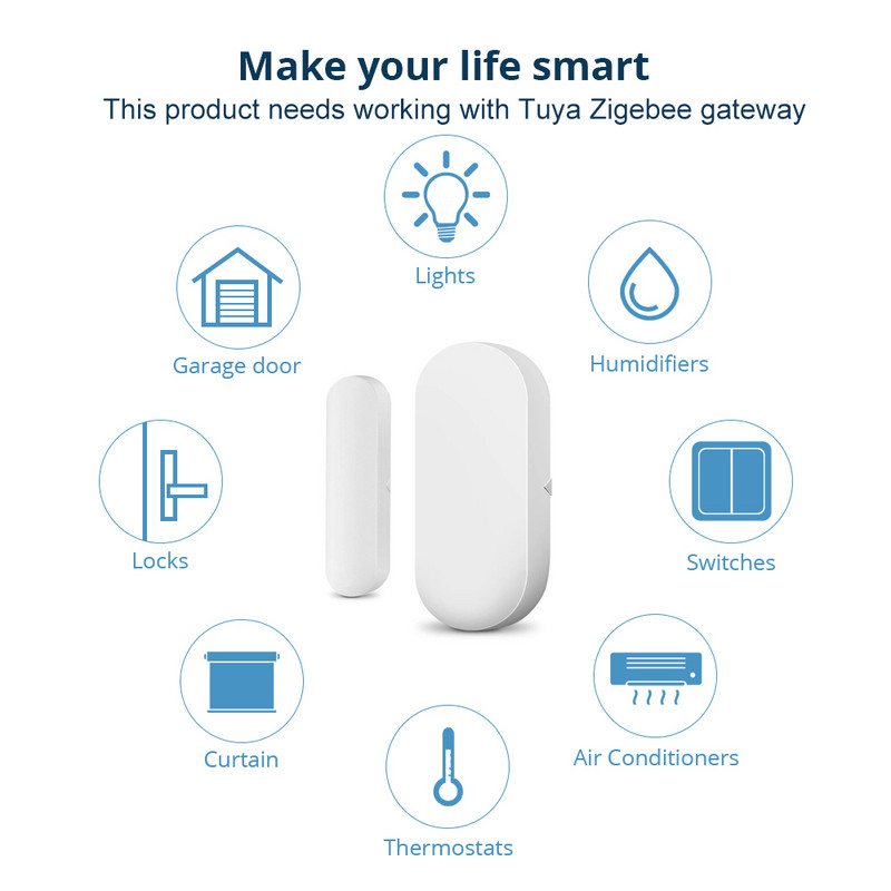 Tuya WiFi/Zigbee Senzor de fereastră ușă Detector de ușă de garaj compatibil cu Alexa Google Home Smar tLife APP LOGO personalizat gratuit