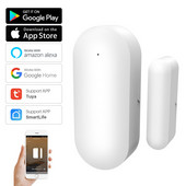 Senzor de ușă WiFi inteligent Tuya Detectoare de ușă inteligentă deschisă/închisă Senzor de fereastră Wifi Aplicația Smartlife funcționează cu Google Home Alexa