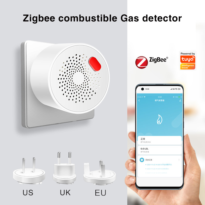 tuya WIFI/zigbee Senzor de gaz natural Combustibil de uz casnic inteligent GPL Detector de alarmă de gaz Senzor de scurgeri Siguranță la incendiu casă inteligentă