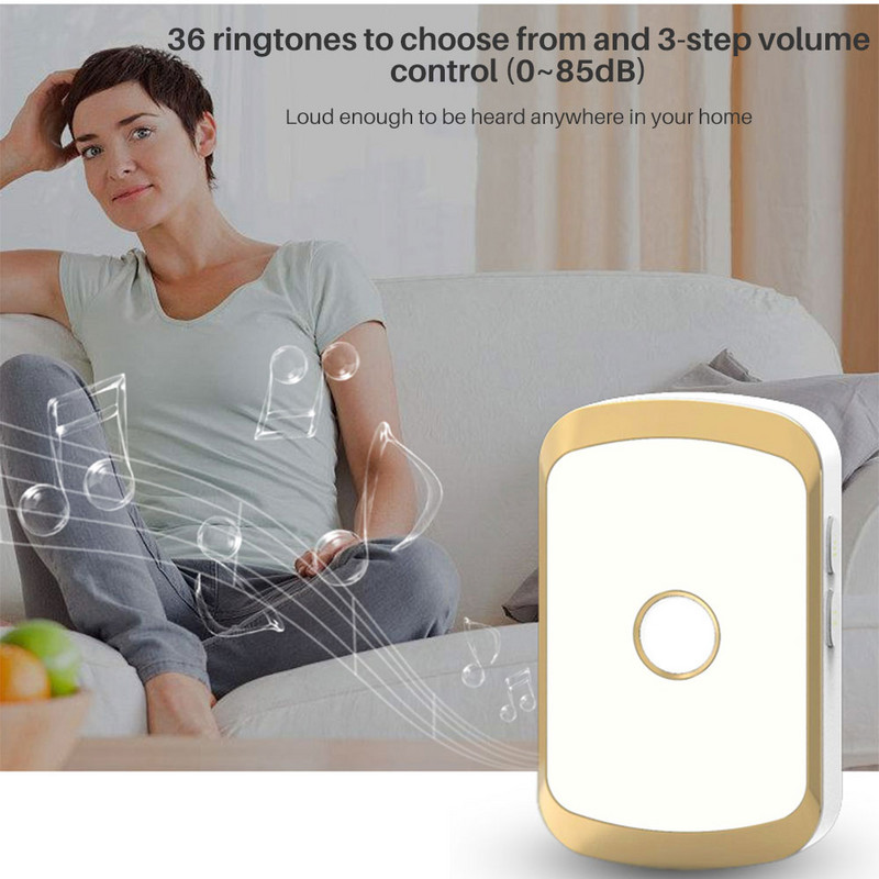 Bezvadu durvju zvans 36 zvani durvju gredzens AC 100-240V 300M diapazons IP44 ūdensizturīgs EU UK US kontaktdakšas uztvērējs durvju zvans