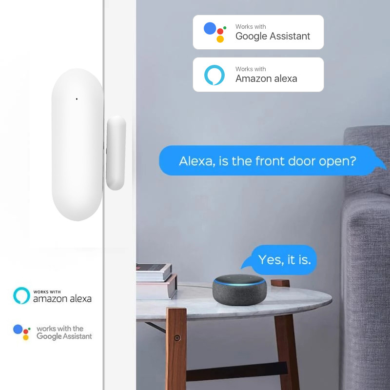 Tuya Smart WiFi/Zigbee Senzor ușă Detectoare ușă deschisă/închisă Alarmă Wifi Acasă Compatibilă cu aplicația Alexa Google Home Smart Life