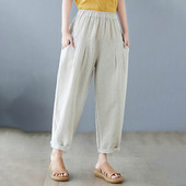 Könnyű, elasztikus derékú női háremnadrág ruha nadrág zsebekkel