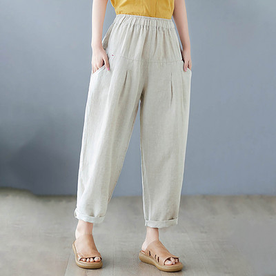 Könnyű, elasztikus derékú női háremnadrág ruha nadrág zsebekkel