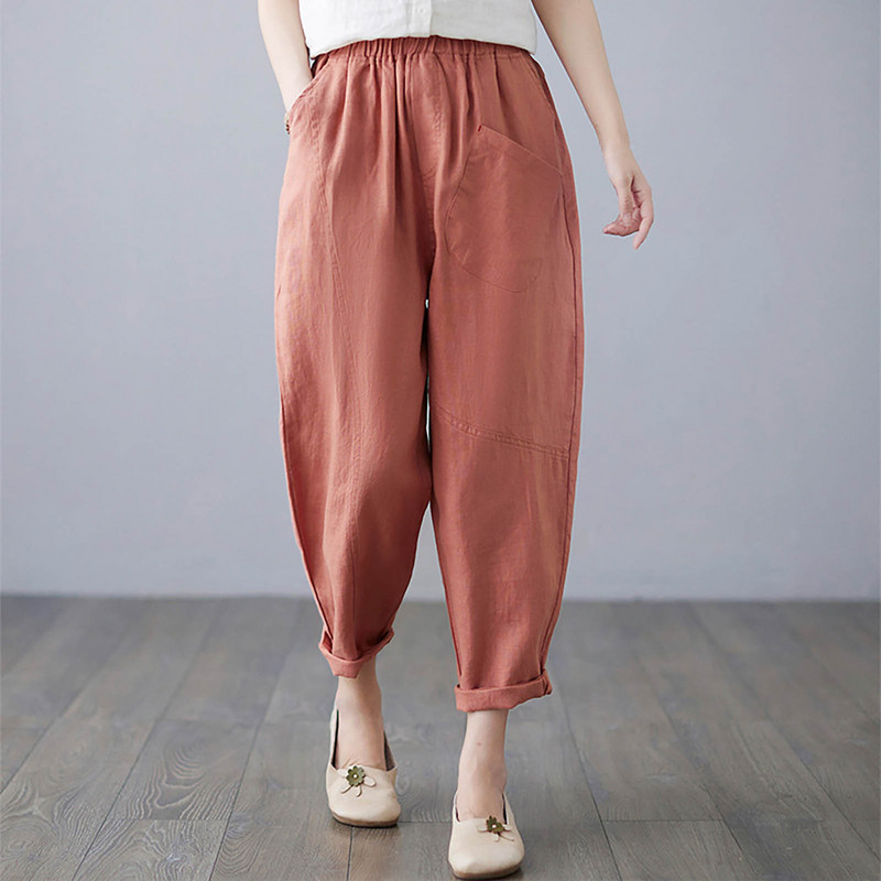 Γυναικείο ελαφρύ ελαστικό παντελόνι χαρέμι στη μέση Cargo παντελόνι