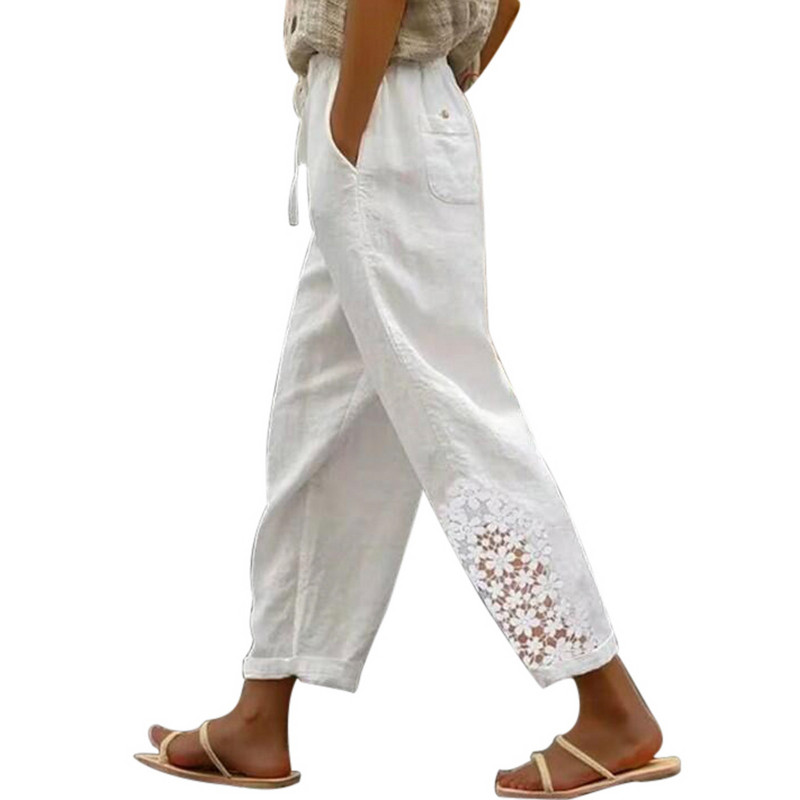 Egyenes, tömör, elasztikus derékrész Vágott alkalmi nadrágok Női alsók alkalmi nadrágok