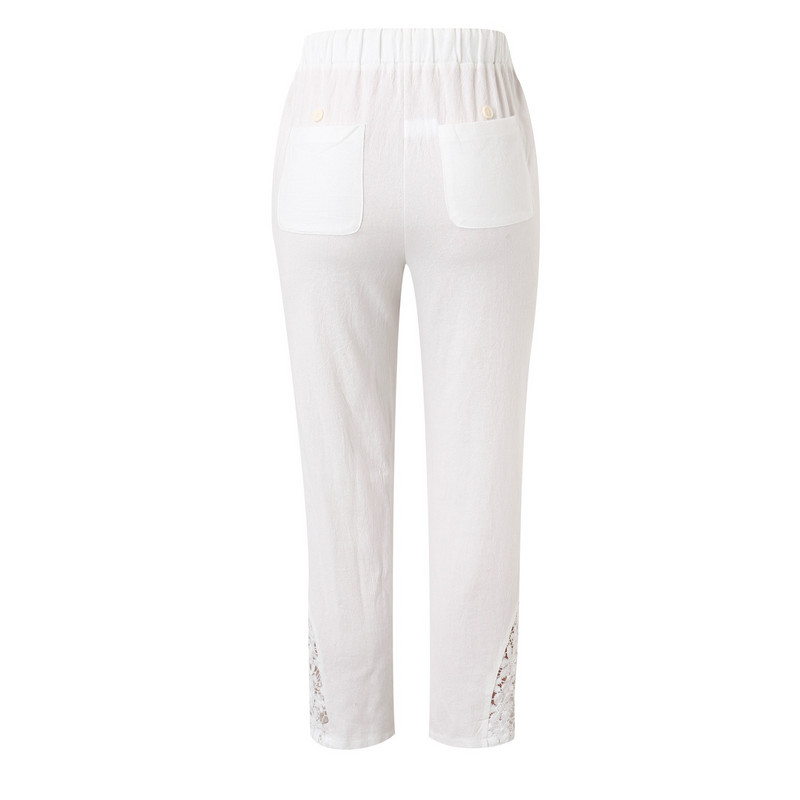 Egyenes, tömör, elasztikus derékrész Vágott alkalmi nadrágok Női alsók alkalmi nadrágok