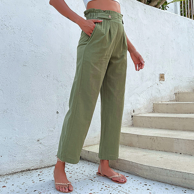 Moteriškos mados kelnės Elastinės laisvalaikio kelnės apkarpytos kelnės su kišenėmis Moteriškos laisvalaikio suknelės kelnės Moteriškos kelnės laisvalaikio darbo raštas