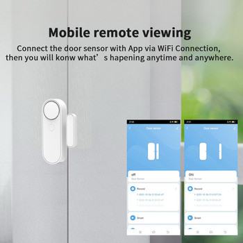 Tuya WiFi сензор за врата със звукова аларма Детектор за отворен/затворен прозорец Независим магнитен сензор Работа с Alexa Google Home