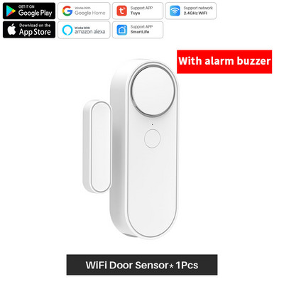 Tuya WiFi ajtóérzékelő hangriasztó ablakkal, nyitott/zárt érzékelővel, független mágneses érzékelővel működik az Alexa Google Home segítségével