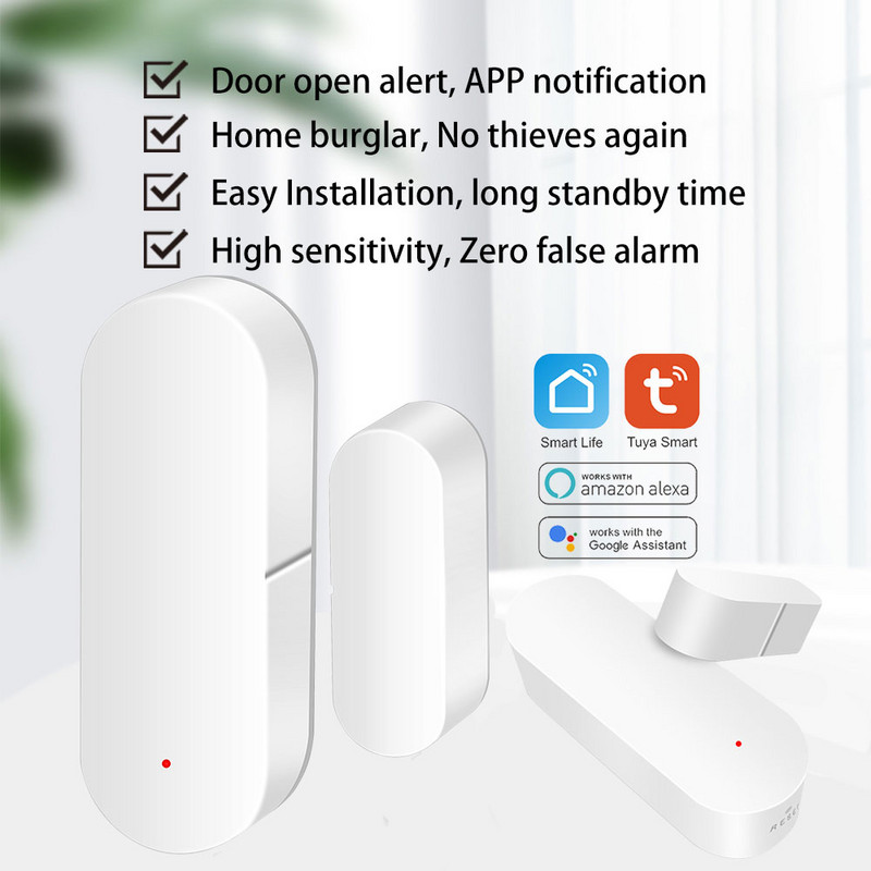 Tuya WiFi ajtóérzékelő hangriasztó ablakkal, nyitott/zárt érzékelővel, független mágneses érzékelővel működik az Alexa Google Home segítségével