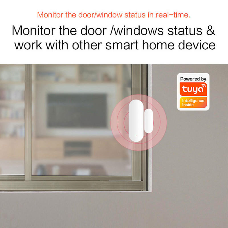 Tuya WiFi ajtóérzékelő hangriasztó ablakkal, nyitott/zárt érzékelővel, független mágneses érzékelővel működik az Alexa Google Home segítségével