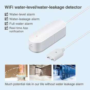 Tuya WiFi Сензор за изтичане на вода Интелигентен дом Детектор за изтичане на вода Предупреждение за наводнение Препълване Защита на сигурността чрез Smart Life