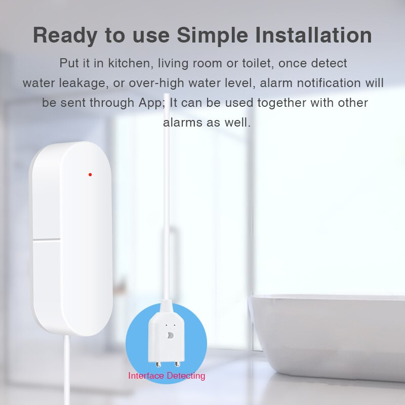 Tuya WiFi ūdens noplūdes sensors Viedās mājas ūdens noplūdes detektors plūdu brīdinājuma pārplūdes drošības aizsardzība, izmantojot Smart Life