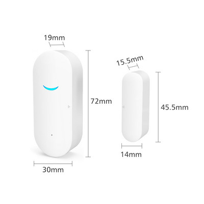 „Tuya Smart Wifi“ durų jutiklis atidarymo / uždarymo detektoriaus programos pranešimas, veikiantis su baterija, palaikymas „Alexa Google Home“ Nereikia šakotuvo