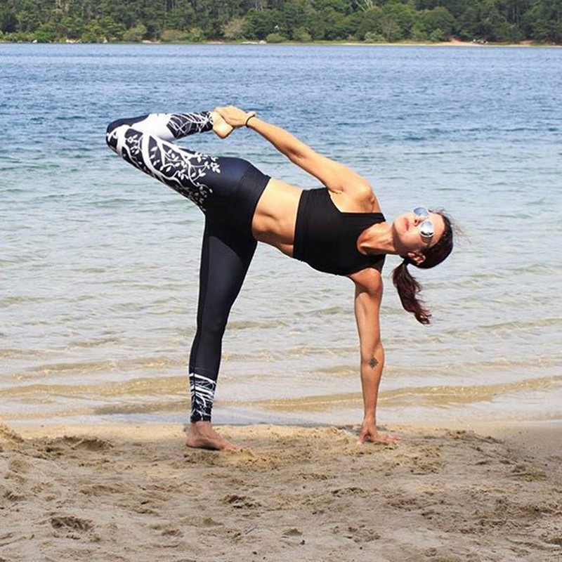 Moterų bėgimo antblauzdžiai spausdinti sportiniai antblauzdžiai Moteriškos kūno rengybos sportinės pėdkelnės Retro spausdintos bėgimo pėdkelnės