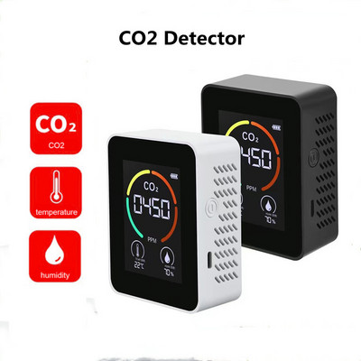 Многофункционален CO2 детектор Измервател на въглероден диоксид Склад за оранжерия Качество на въздуха Монитор на температура и влажност Вътрешен сензор за CO2
