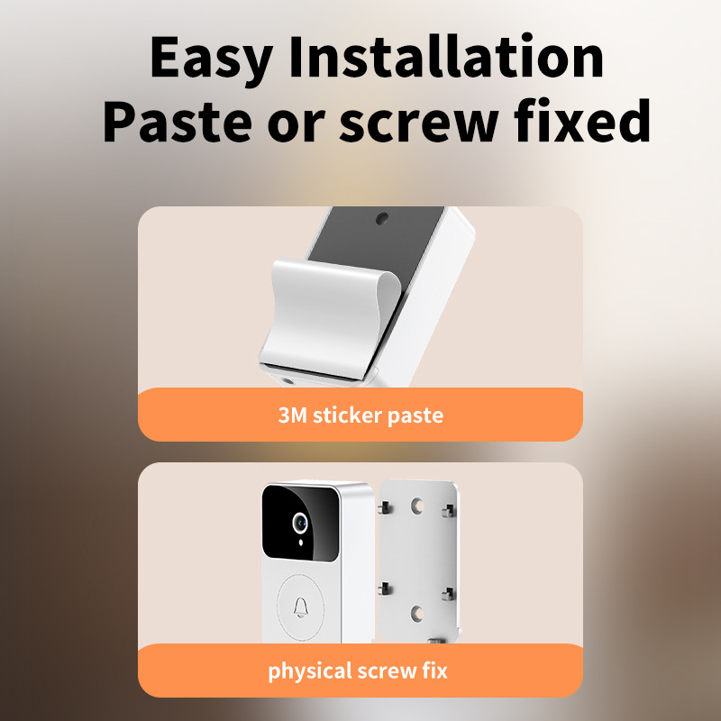 Belaidis durų skambutis „WiFi“ lauko HD kamera Apsaugos durų skambutis naktinio matymo vaizdo domofono balso keitimas namų monitoriui