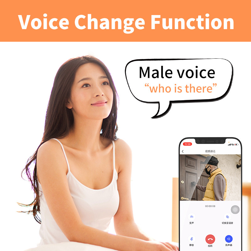 Belaidis durų skambutis „WiFi“ lauko HD kamera Apsaugos durų skambutis naktinio matymo vaizdo domofono balso keitimas namų monitoriui