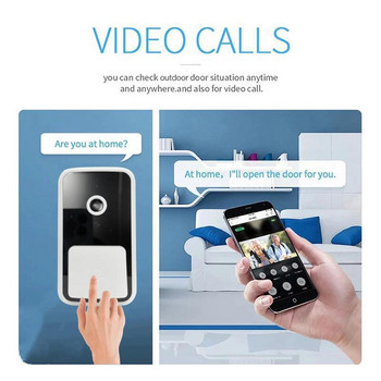 Κάμερα HD Ασύρματο WiFi Εξωτερικό κουδούνι πόρτας Αντικλεπτικό βίντεο Φωνητική ενδοεπικοινωνία Doorbell Night Vision Έξυπνη κάμερα παρακολούθησης σπιτιού