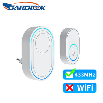 Безжичен 433Mhz звънец GARDLOOK Интелигентна алармена система за добре дошли в дома EU US Plug Интелигентен звънец