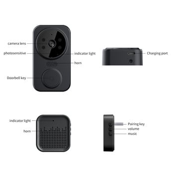 Tuya Smart Video Doorbell Ασύρματη κάμερα HD PIR Ανίχνευση κίνησης IR Συναγερμός Ασφαλείας Κουδούνι πόρτας WiFi ενδοεπικοινωνία για οικιακό διαμέρισμα