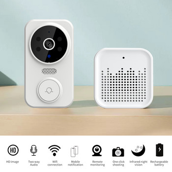 Tuya Smart Video Doorbell Ασύρματη κάμερα HD PIR Ανίχνευση κίνησης IR Συναγερμός Ασφαλείας Κουδούνι πόρτας WiFi ενδοεπικοινωνία για οικιακό διαμέρισμα