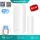 Tuya Smart WiFi durų jutiklis durų langas atidarytas / uždarytas detektorius Smart Life APP Control House Apsaugos apsaugos signalizacijos sistema