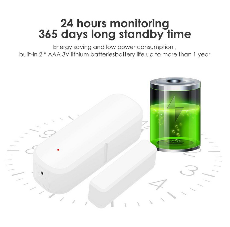 Tuya Smart WiFi durų jutiklis durų langas atidarytas / uždarytas detektorius Smart Life APP Control House Apsaugos apsaugos signalizacijos sistema