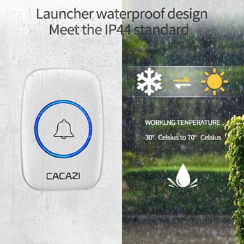 Home Welcome Doorbell Интелигентен безжичен звънец Водоустойчив 300M Дистанционен DC Захранван от батерии Call Ring Интелигентен звънец на вратата